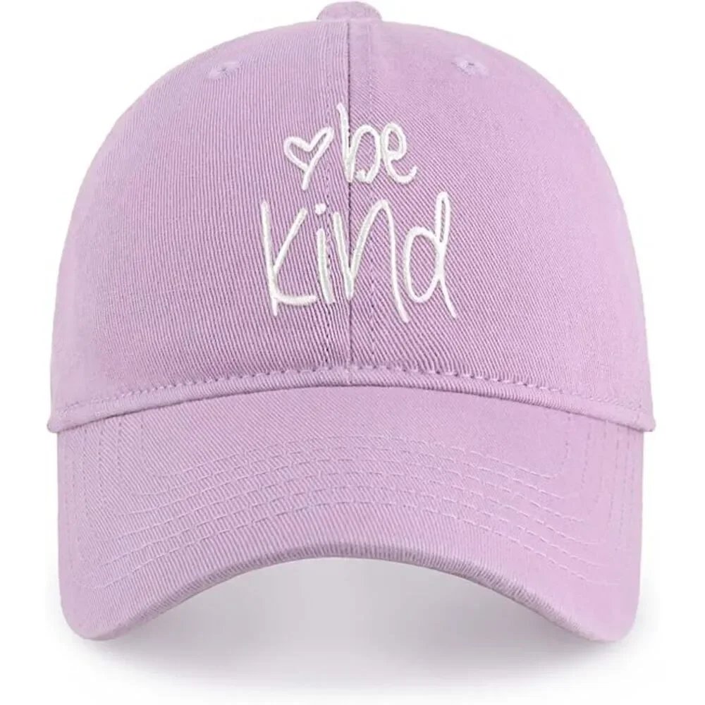 Unisex Lilac 100% Cotton Be Kind Embroidered Adjustable Classic Baseball Caps